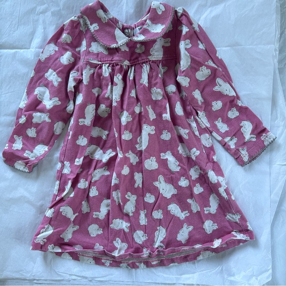 Baby Boden Pink Bunny Collared Dress